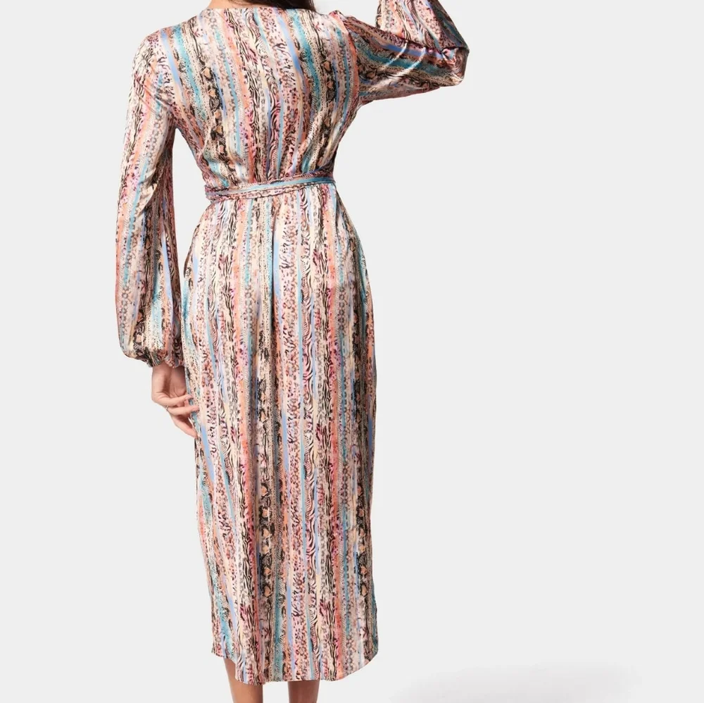 BEBE Striped Wrap Midi Dress,Size S - Picture 3 of 8
